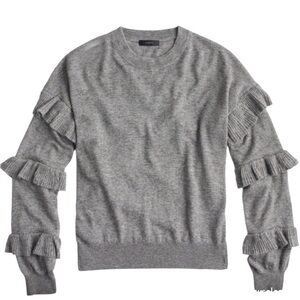 J. CREW Ruffled Sleeve Wool Blend Sweater